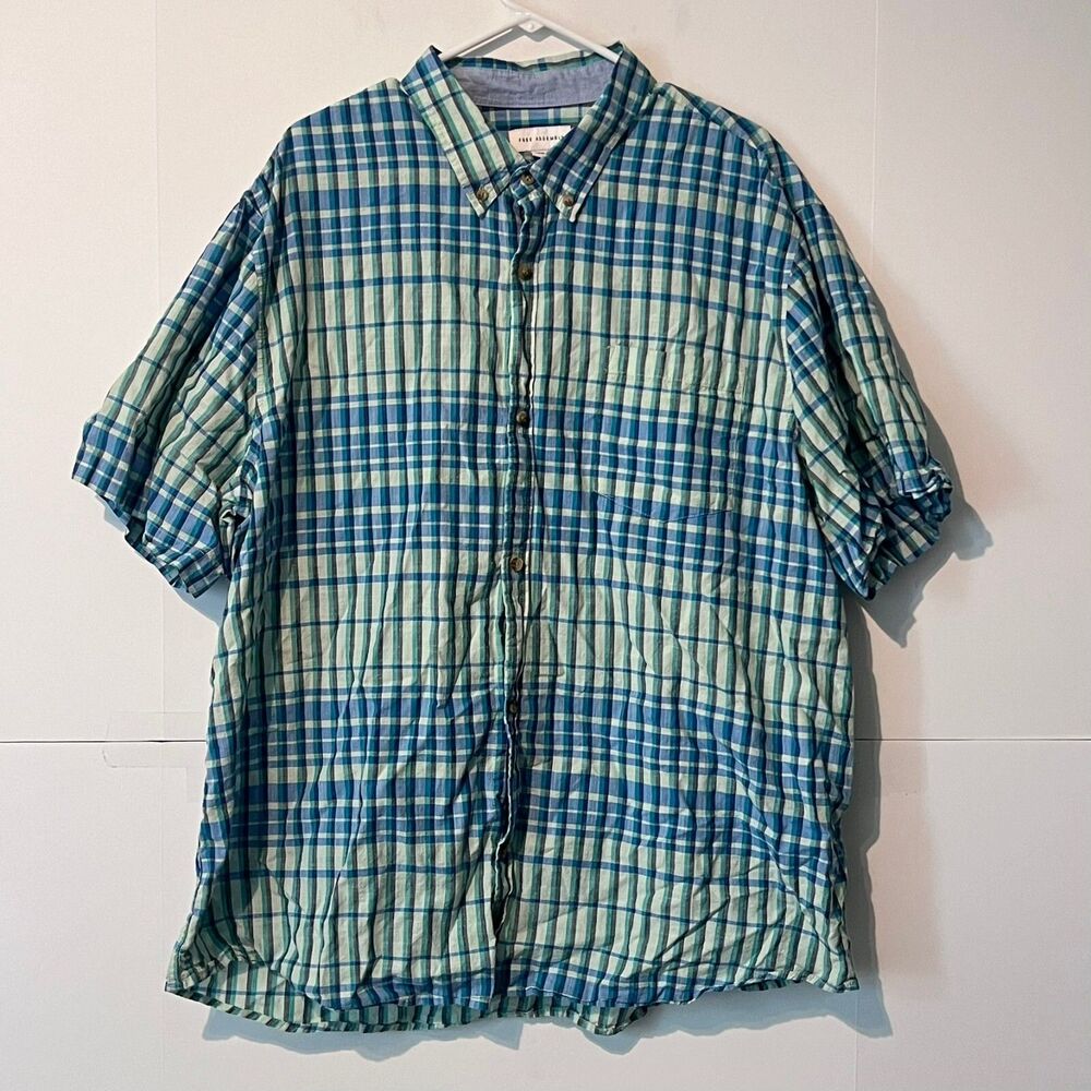 Free Assembly Mens Shirt Size 3XL Green Blue Plaid Multicolor Button Up